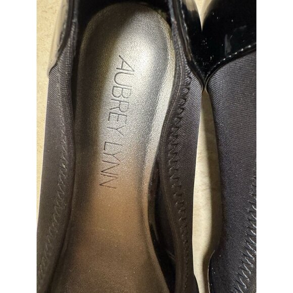 Aubrey Lynn Black Peep Toe Wedge Slip-On Comfort Shoes Size 8 - Picture 4 of 4